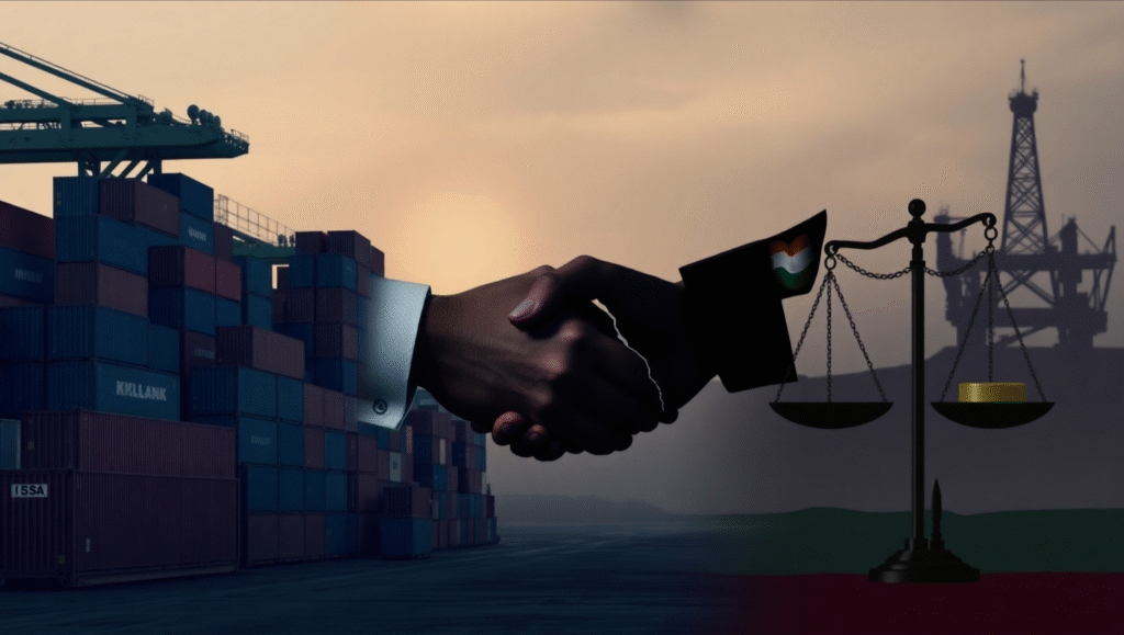 India–U.S. Tariff tensions escalate as the U.S. imposes 25% duties on Indian goods, linking trade to foreign policy and Russia-related concerns.