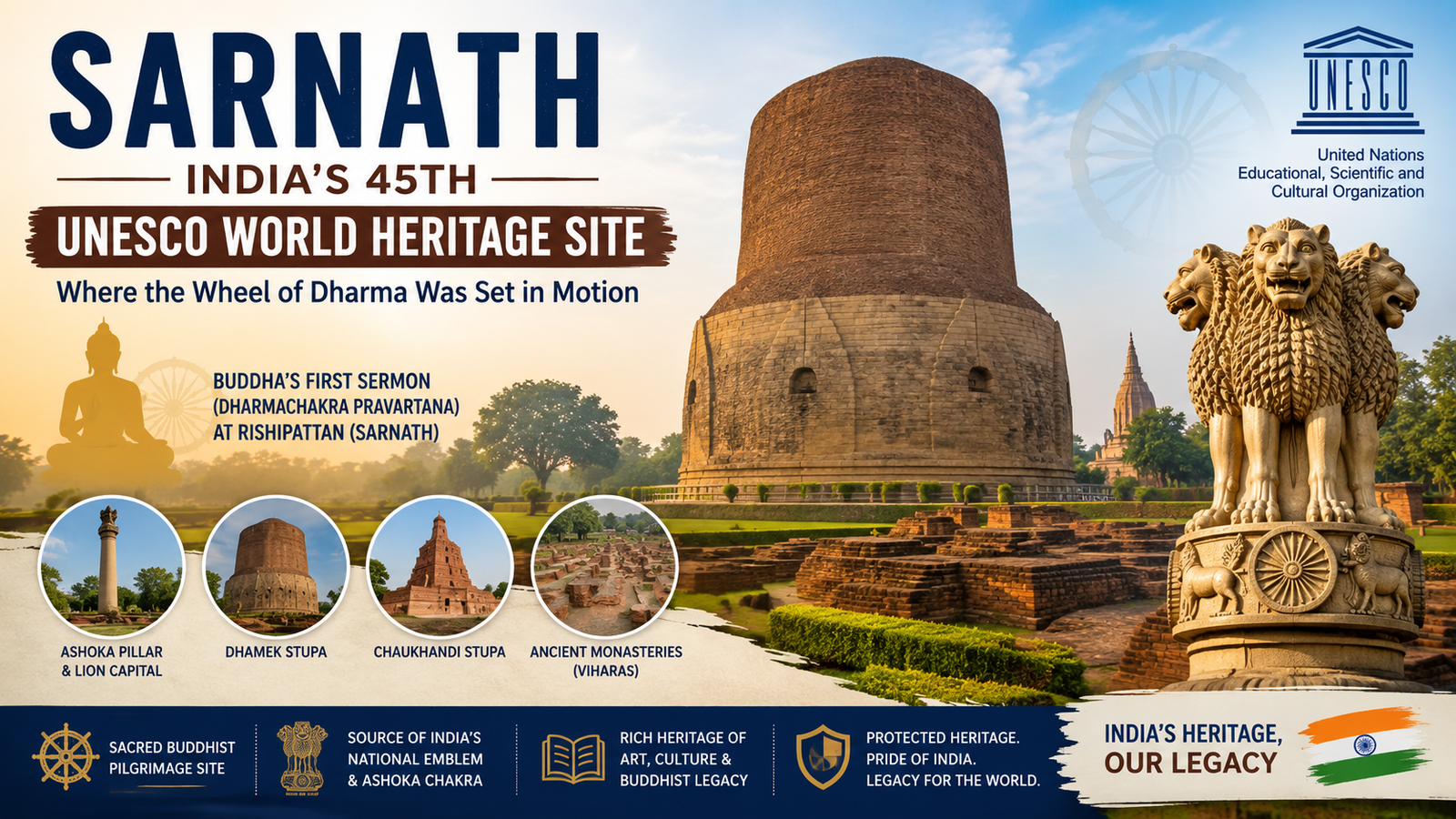 Sarnath Becomes India's 45th UNESCO World Heritage Site